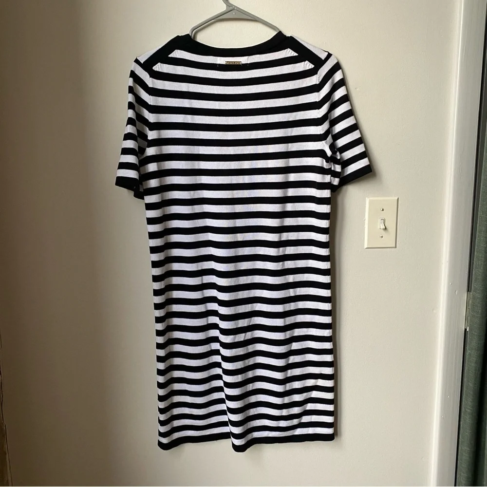 Michael Kors Black & White Striped Mini Dress Size S